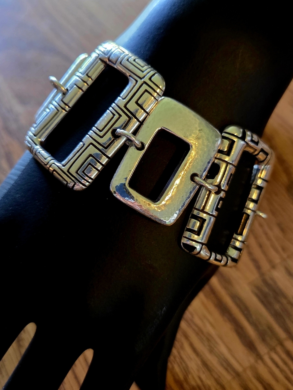 BRIGHTON "Nexus" Vintage Silver Geometric Link Bracelet BOHEMIAN! - Picture 2 of 12